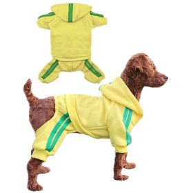 Casual Pet Dog Striped Hoodie Sweatpants Suits (Type: YellowXXL)