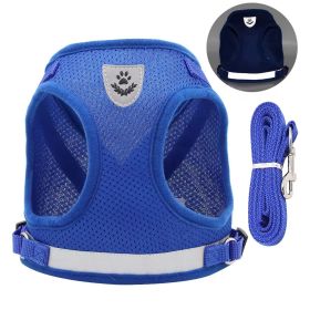 No Pull Pet Harness Vest For Dog & Cat; Step-in Puppy Harness For Small Medium Dogs; Reflective Strip (Color: Blue)