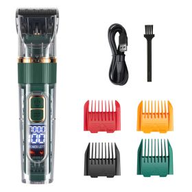 Dog Hair Clippers Set Low Noise Rechargeable Cordless For Dogs; Dog Grooming Clippers (Color: Green)