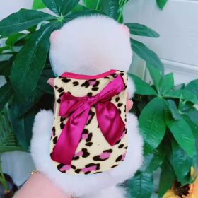 Winter Warm Pet Clothing For Small Dogs Soft Coral Vest Puppy Coat Leopard Print Dogs Costume (Color: Dark Pink)