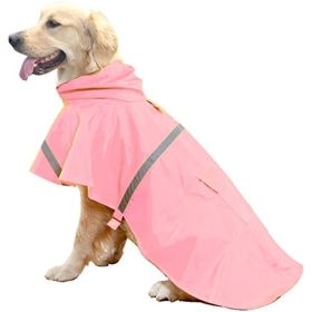 Dog Raincoats for Large Dogs with Reflective Strip Hoodie; Rain Poncho Jacket for Dogs (Color: B2-Orange)