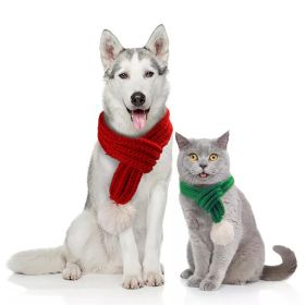 Pet knit Christmas scarf Creative teddy scarf cat dog pet supplies pet clothing dog scarf; cat scarf (colour: red)