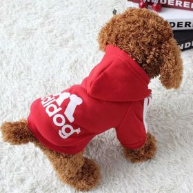 Two Legged Cotton Warm Dog Hoodie (Color: Red)