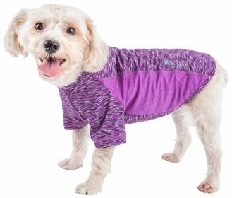 Pet Life Active 'Warf Speed' Heathered Ultra-Stretch Sporty Performance Dog T-Shirt (Color: Purple)