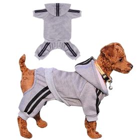 Casual Pet Dog Striped Hoodie Sweatpants Suits (Type: GrayM)