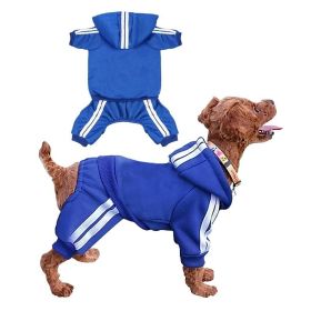 Casual Pet Dog Striped Hoodie Sweatpants Suits (Type: Dark BlueXS)