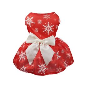 Christmas Pet Clothing Vest Skirt Christmas Print Matching Pet Dog Clothing For Small & Medium Dogs (Color: Red)