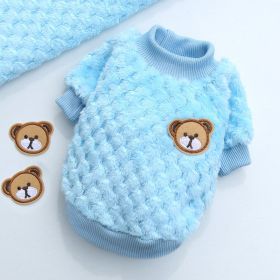 New Winter Pet Clothes; Cute Fleece Puppy Dress Warm Cat Coat; Pet Apparel; For Small & Medium Dogs (Color: Sky Blue)