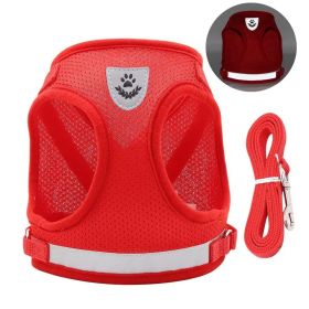 No Pull Pet Harness Vest For Dog & Cat; Step-in Puppy Harness For Small Medium Dogs; Reflective Strip (Color: Red)