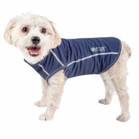 Pet Life Active 'Racerbark' 4-Way Stretch Performance Active Dog Tank Top T-Shirt (Color: Navy)